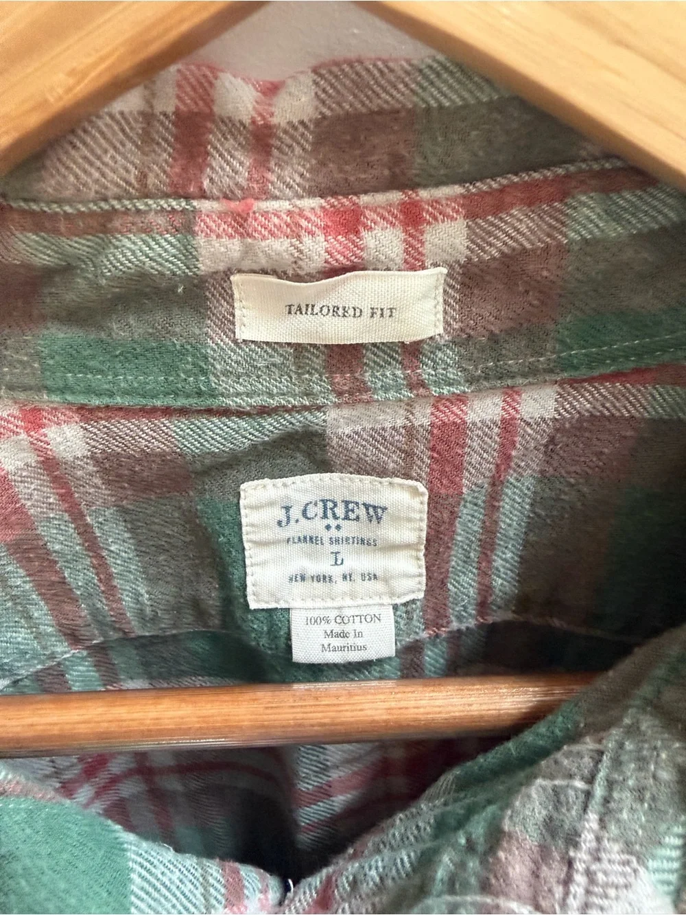 J. Crew Men's Green and Red Plaid Button-Down Shirt